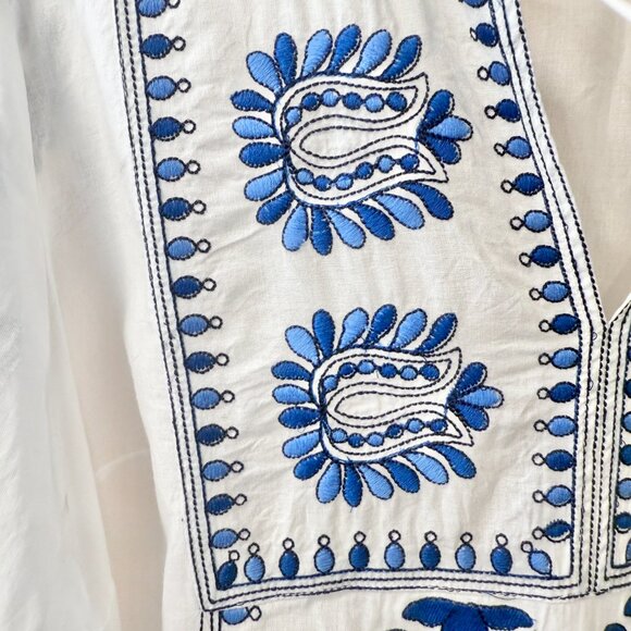 Soft Surroundings NEW Vera Blue Floral Embroidered Cotton Tunic Top size PXL - Picture 10 of 13